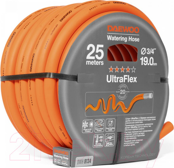 Изображение товара Шланг поливочный Daewoo Power UltraFlex 3/4 " / DWH 8134 (25м)