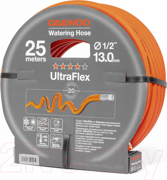 Изображение товара Шланг поливочный Daewoo Power UltraFlex 1/2 " / DWH 8114 (25м)