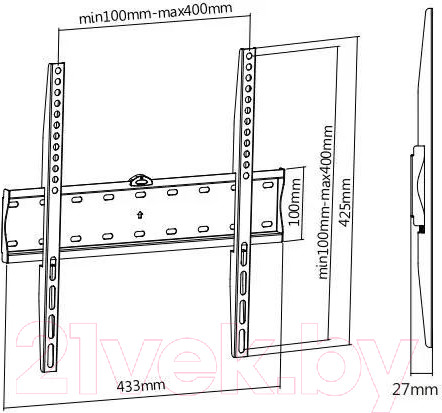 Изображение товара Кронштейн для телевизора Ultramounts UM813F (черный)