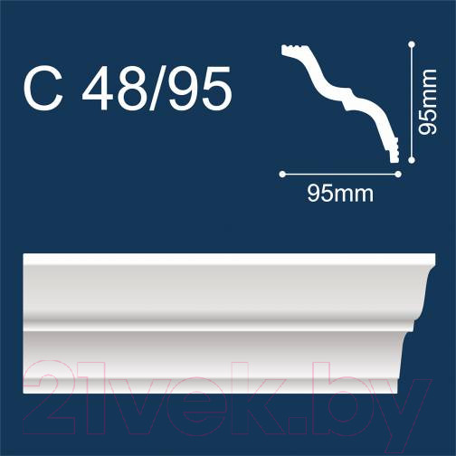 Изображение товара Плинтус потолочный SOLID С48/95 экструдированный пенополистирол (95x95x2000мм, белый)