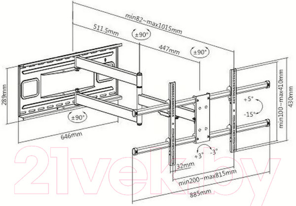 Изображение товара Кронштейн для телевизора Ultramounts UM915 (черный)
