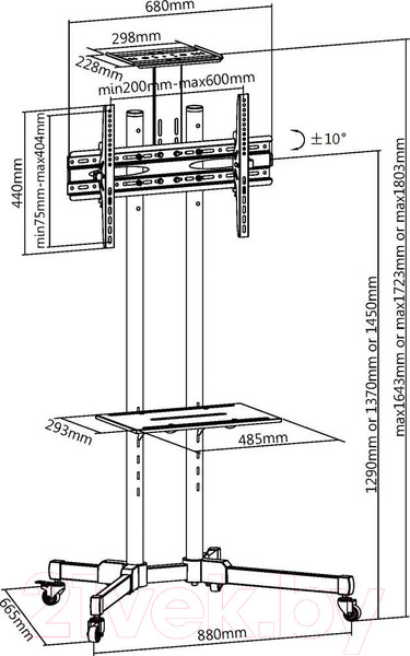 Изображение товара Стойка для ТВ/аппаратуры Ultramounts UM262 (черный)