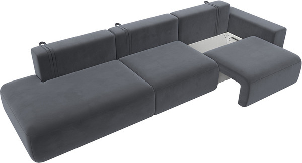 Изображение товара Диван Лига Диванов Лига-036 Модерн Лонг подлокотник справа / 121361 (велюр серый)