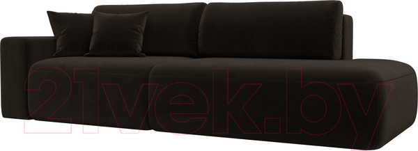 Изображение товара Диван Лига Диванов Лига-036 Модерн подлокотник слева / 121332L  (микровельвет коричневый)