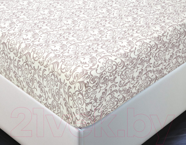 Изображение товара Простыня АртПостель На резинке Завиток капучино 252 (120x200x20)