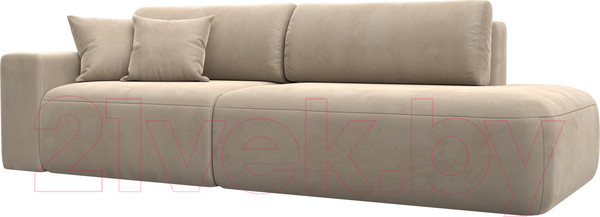 Изображение товара Диван Лига Диванов Лига-036 Модерн подлокотник слева / 121339L  (велюр бежевый)