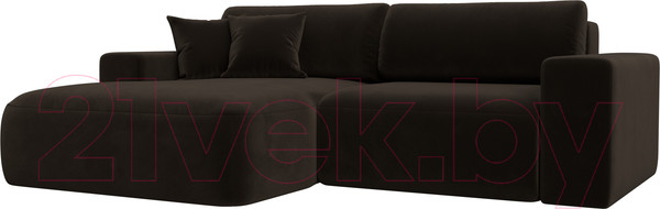 Изображение товара Диван угловой Лига Диванов Лига-036 Классик левый / 121366L (микровельвет коричневый)