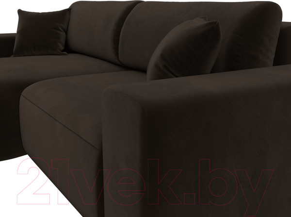 Изображение товара Диван угловой Лига Диванов Лига-036 Классик левый / 121366L (микровельвет коричневый)