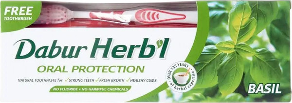 Изображение товара Набор для ухода за полостью рта Dabur Зубная паста Базилик + зубная щетка (150г)