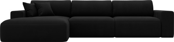 Изображение товара Диван угловой Лига Диванов Лига-036 Классик Лонг левый / 121382L (микровельвет черный)