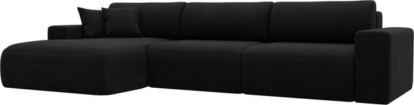 Изображение товара Диван угловой Лига Диванов Лига-036 Классик Лонг левый / 121382L (микровельвет черный)