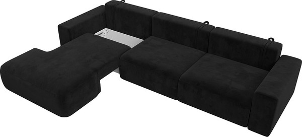 Изображение товара Диван угловой Лига Диванов Лига-036 Классик Лонг левый / 121382L (микровельвет черный)