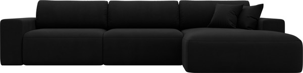 Изображение товара Диван угловой Лига Диванов Лига-036 Классик Лонг правый / 121382 (микровельвет черный)
