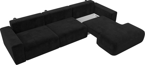 Изображение товара Диван угловой Лига Диванов Лига-036 Классик Лонг правый / 121382 (микровельвет черный)