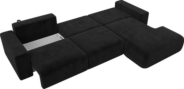 Изображение товара Диван угловой Лига Диванов Лига-036 Классик Лонг правый / 121382 (микровельвет черный)