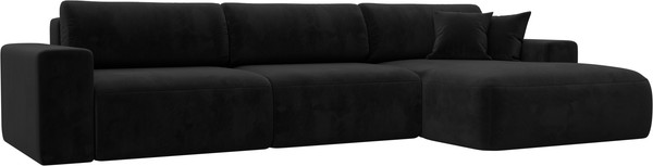 Изображение товара Диван угловой Лига Диванов Лига-036 Классик Лонг правый / 121397 (велюр черный)