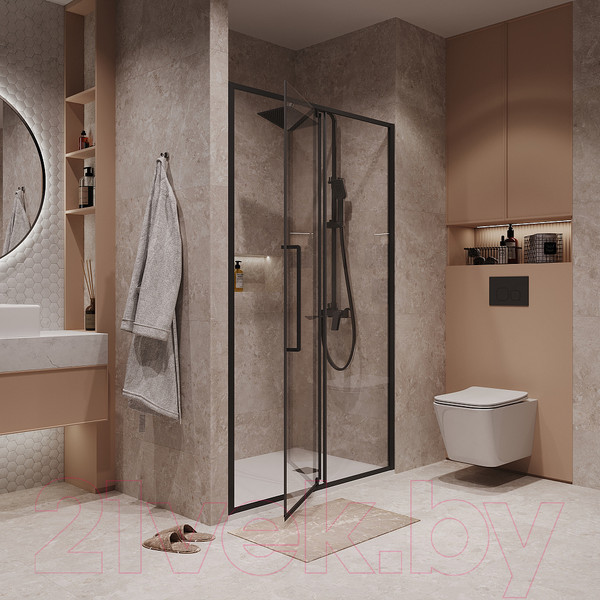 Изображение товара Душевая дверь Niagara NG-85-11AB 110x195 (черный матовый/прозрачное стекло)