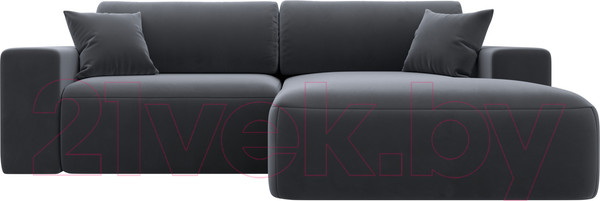 Изображение товара Диван угловой Лига Диванов Лига-036 Классик правый / 121378 (велюр серый)