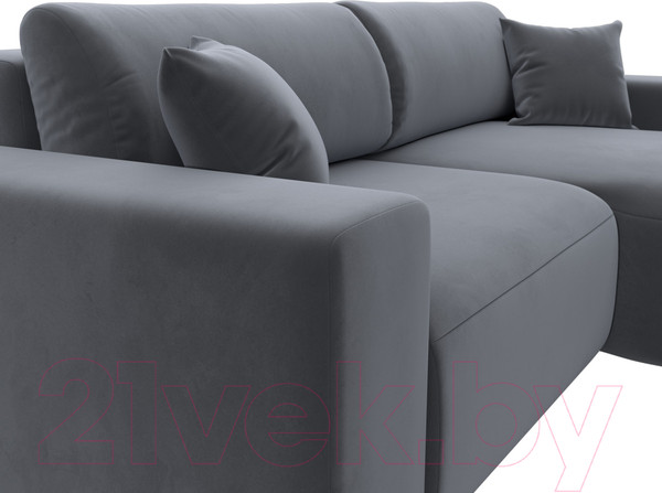 Изображение товара Диван угловой Лига Диванов Лига-036 Классик правый / 121378 (велюр серый)