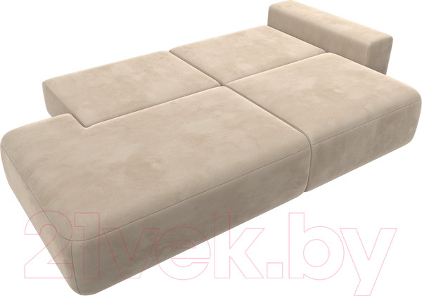 Изображение товара Диван Лига Диванов Лига-036 Модерн подлокотник справа / 121339 (велюр бежевый)