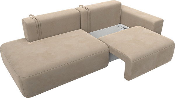 Изображение товара Диван Лига Диванов Лига-036 Модерн подлокотник справа / 121339 (велюр бежевый)