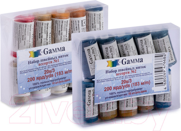 Изображение товара Набор швейных ниток Фирма Гамма 20s/3 Ассорти №2 (10шт)