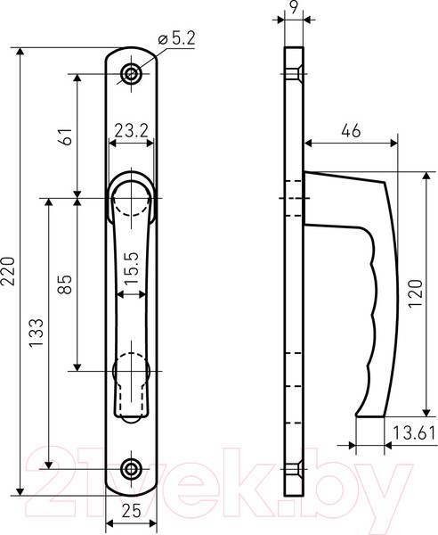 Изображение товара Ручка дверная БУЛАТ Урал 85.25.01.9016 (белый)