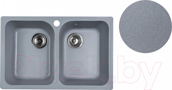 Изображение товара Мойка кухонная Marblan Duas (серебристый,с сифоном)