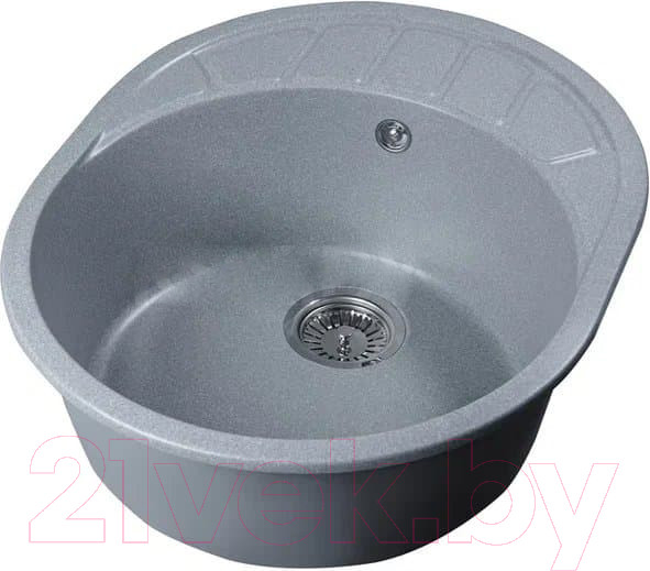 Изображение товара Мойка кухонная Marblan Ovata R (серебристый,с сифоном)