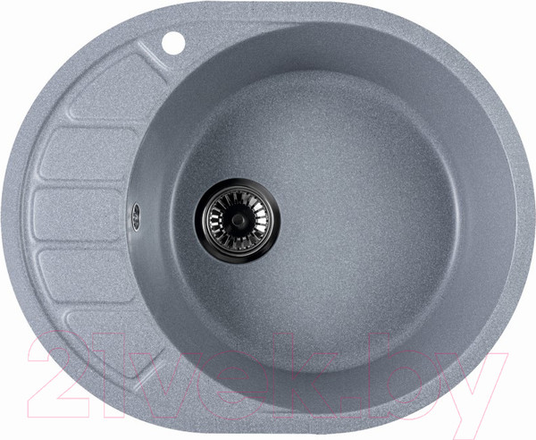 Изображение товара Мойка кухонная Marblan Ovata R (серебристый,с сифоном)