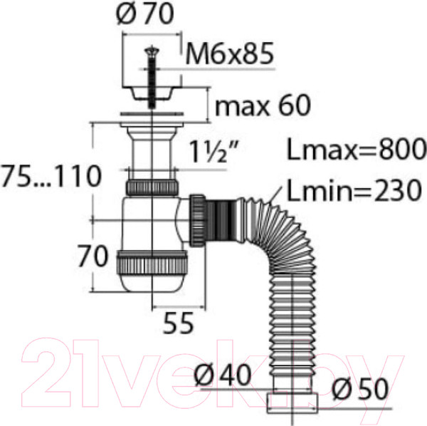 Изображение товара Сифон VIRPlast Мини Элит 30980676