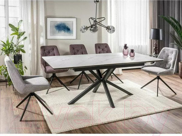 Изображение товара Обеденный стол Signal Logan 160-200x90 (Ceramic белый/черный матовый)