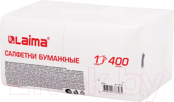 Изображение товара Бумажные салфетки Laima Big Pack / 114724 (400шт, белый)