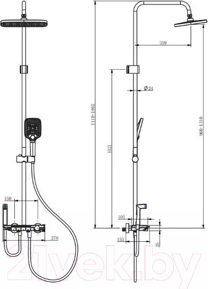 Изображение товара Душевая система со смесителем Berges Pulsar / 075012 (черный матовый)