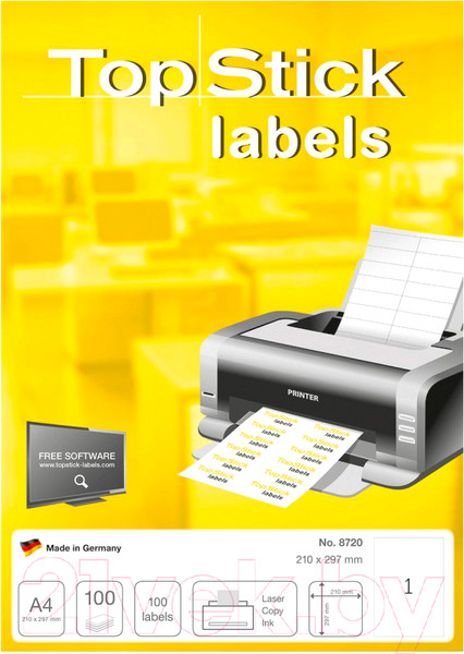Изображение товара Набор этикеток Herma Topstick 210x297мм / 8720 (100л)