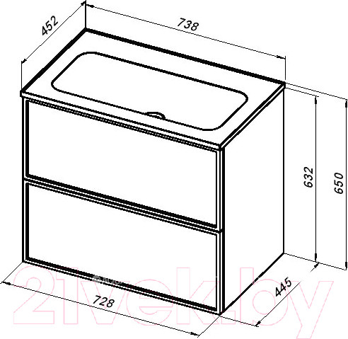 Изображение товара Тумба под умывальник Aquanet Арт 75 / 329064 (ясень графит)