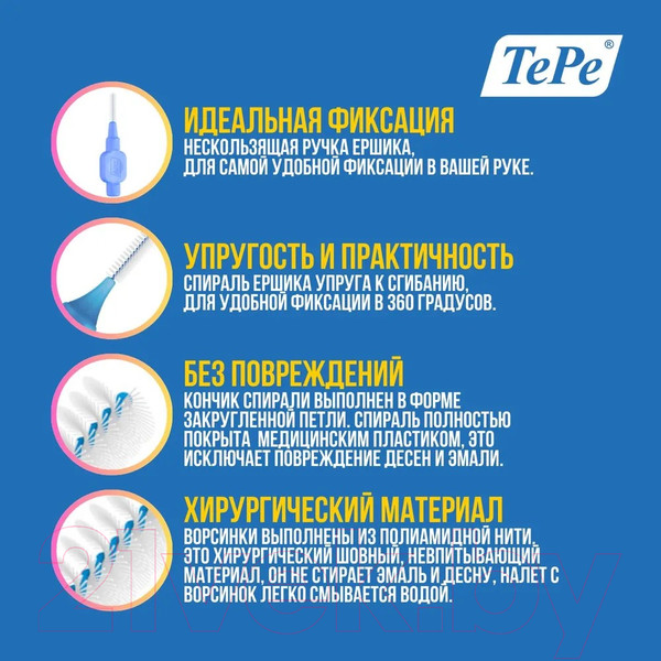 Изображение товара Ершики межзубные TePe Interdental Brush Extra Soft №3 (6шт)
