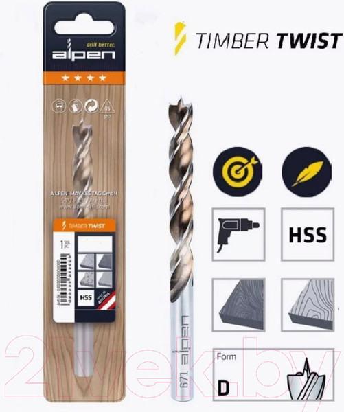 Изображение товара Сверло ALPEN Timber Twist / 67100500100