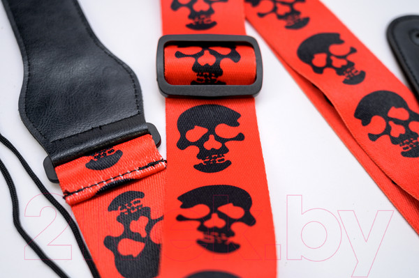 Изображение товара Ремень для гитары Bosstone GS- 303RS (красный/черепа)