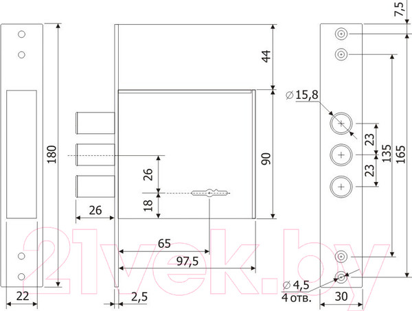 Изображение товара Замок врезной Гардиан 3001-4кл