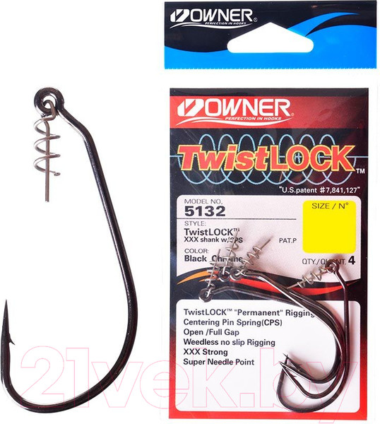 Набор крючков рыболовных Owner Twist Lock / 5132-151 (4шт) — фото 6