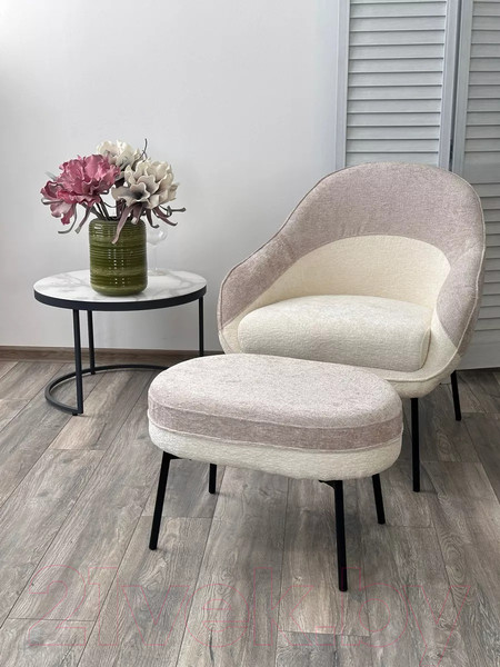 Изображение товара Кресло мягкое M-City Sion / 629M05441 (3018-01 белый/3018-10 бежевый шенилл/черный)