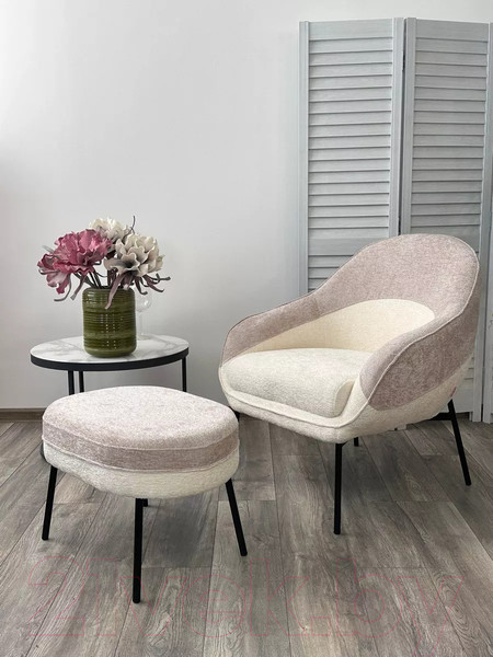 Изображение товара Кресло мягкое M-City Sion / 629M05441 (3018-01 белый/3018-10 бежевый шенилл/черный)