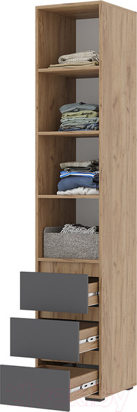 Изображение товара Шкаф-пенал Стендмебель Хелен ПН 03 (серый графит 0162/дуб крафт золотой)