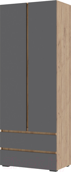Изображение товара Шкаф Стендмебель Хелен ШК 01 2-х створчатый (серый графит 0162/дуб крафт золотой)