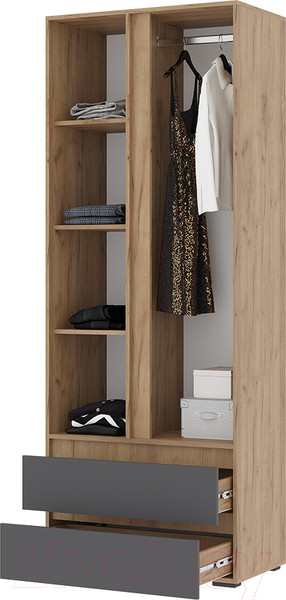 Изображение товара Шкаф Стендмебель Хелен ШК 01 2-х створчатый (серый графит 0162/дуб крафт золотой)