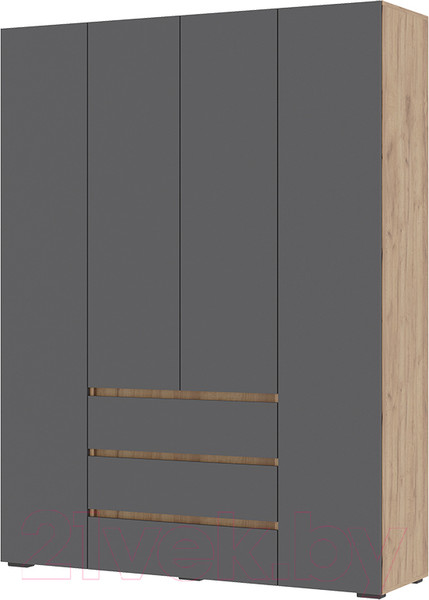 Изображение товара Шкаф Стендмебель Хелен ШК 05 с ящиками (серый графит 0162/дуб крафт золотой)