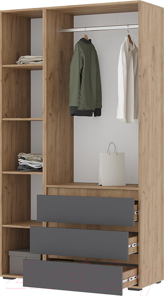 Изображение товара Шкаф Стендмебель Хелен ШК 06 (серый графит 0162/дуб крафт золотой)