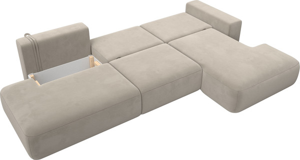Изображение товара Диван угловой Лига Диванов Лига-036 Модерн Лонг правый / 121415 (микровельвет бежевый)