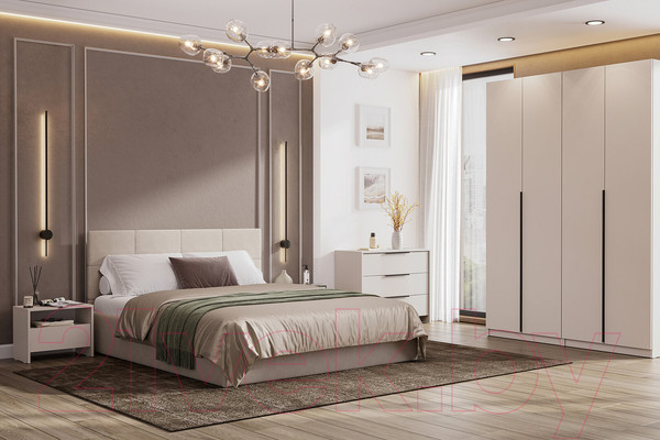 Изображение товара Двуспальная кровать Mio Tesoro Империал 160x200 (№4/велюр бежевый)